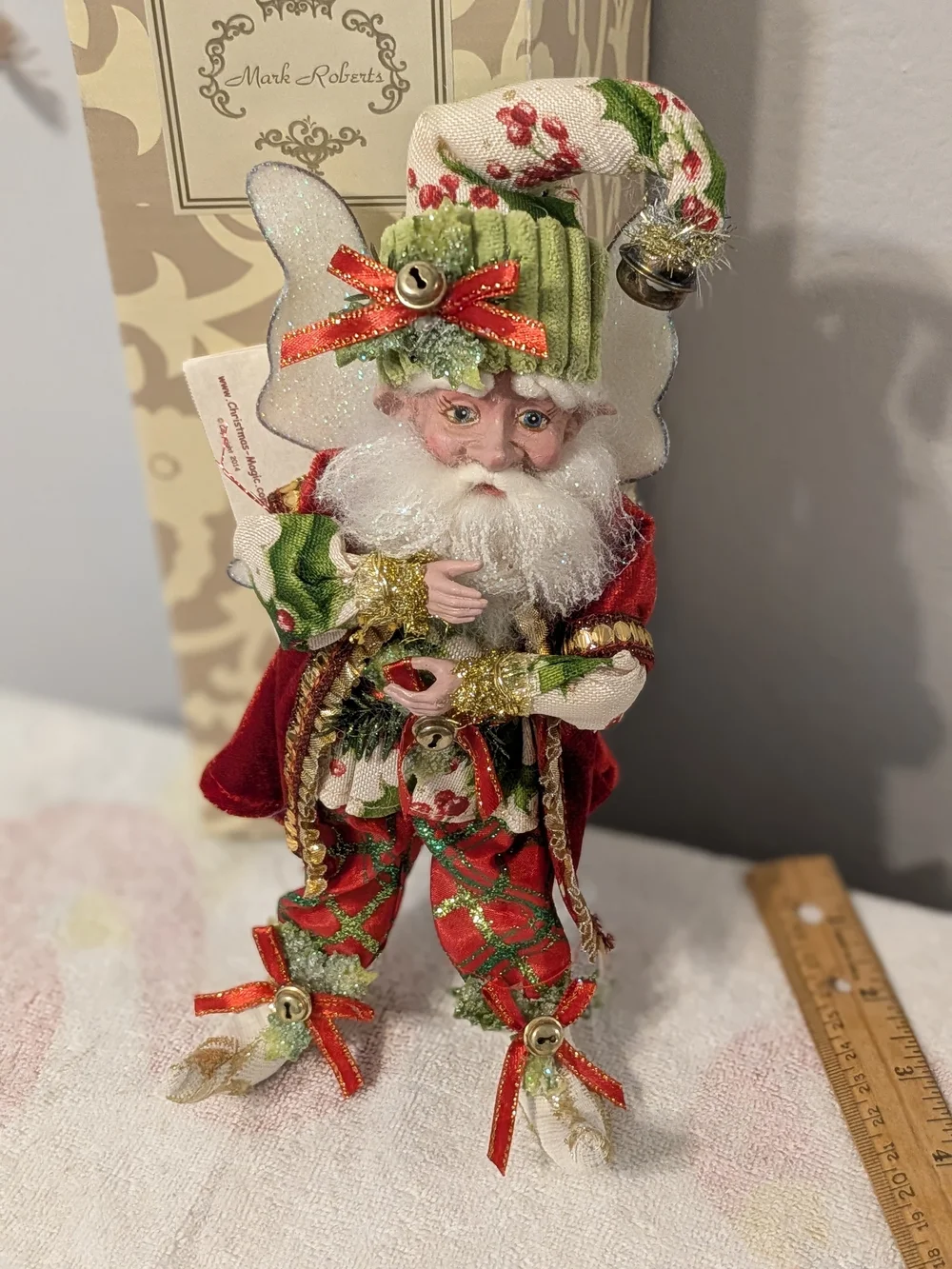 Mark Roberts Red & Green Holiday Elf Figurine - Decorative Home Holiday Accent